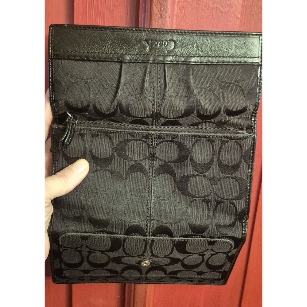 COACH Soho Signature Black Pleated Checkbook Wallet C… - Gem